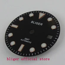 BLIGER 28,5 мм черные часы циферблат часы для лица подходят для MINGZHU 3804 Move Мужские t GMT функции автоматические мужские часы