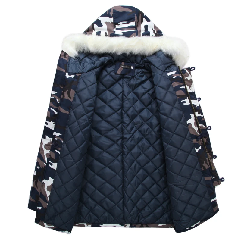 Камуфляжные пуховики, куртки, мужские пальто с капюшоном, мужские парки средней длины с меховым воротником, зимняя куртка, пальто в стиле милитари