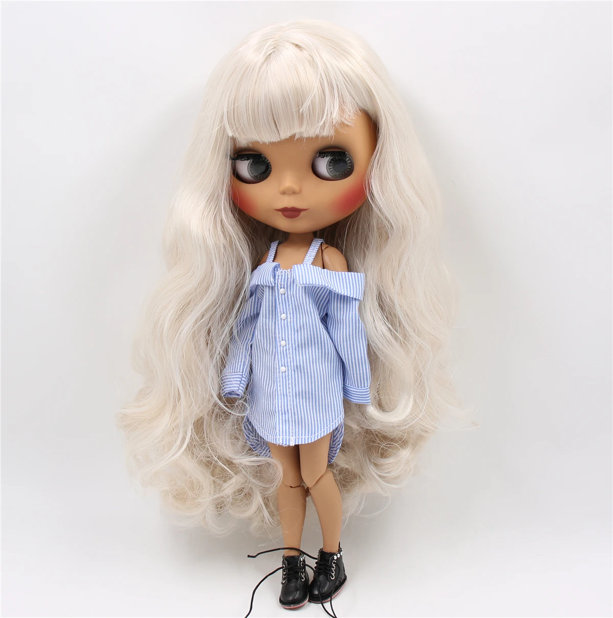 Neo Blythe Doll with Multi-Color Hair, Dark Skin, Matte Cute Face & Custom Jointed Body 2