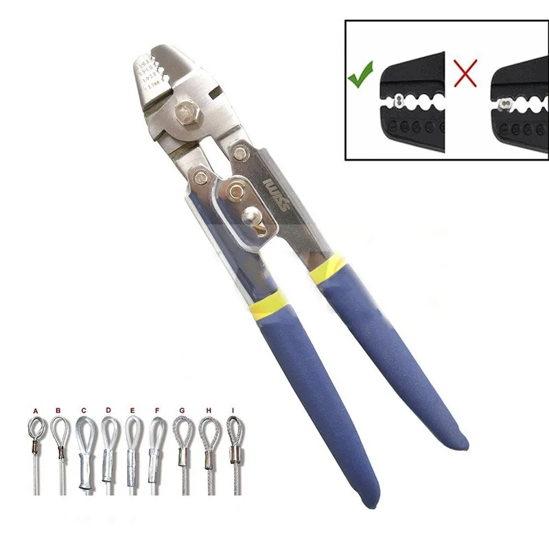 Ferrule Sleeves Crimping Tool Clamp Tool Steel Wire Rope Cut Working For 0.5MM 2.2MM Size Steel
