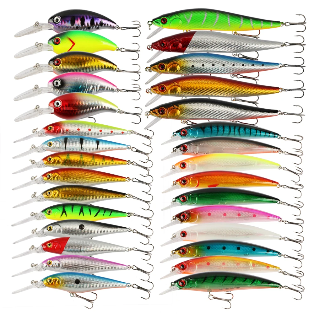 Goture 30pcs Fishing Lure Set Kit Minnow Popper Crankbait Wobblers Spinner Isca Artificial Bait