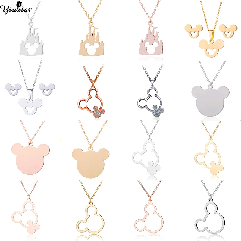 

Yiustar Cartoon Necklace Cute Mickey Necklace Pendants Women Pendant Stainless Steel Lovely Christmas Necklace Girls Jewelry