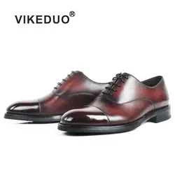 VIKEDUO патина классические полуботинки для мужчин из натуральной коровьей кожи обувь мужской ручной работы свадебные офисные Ман