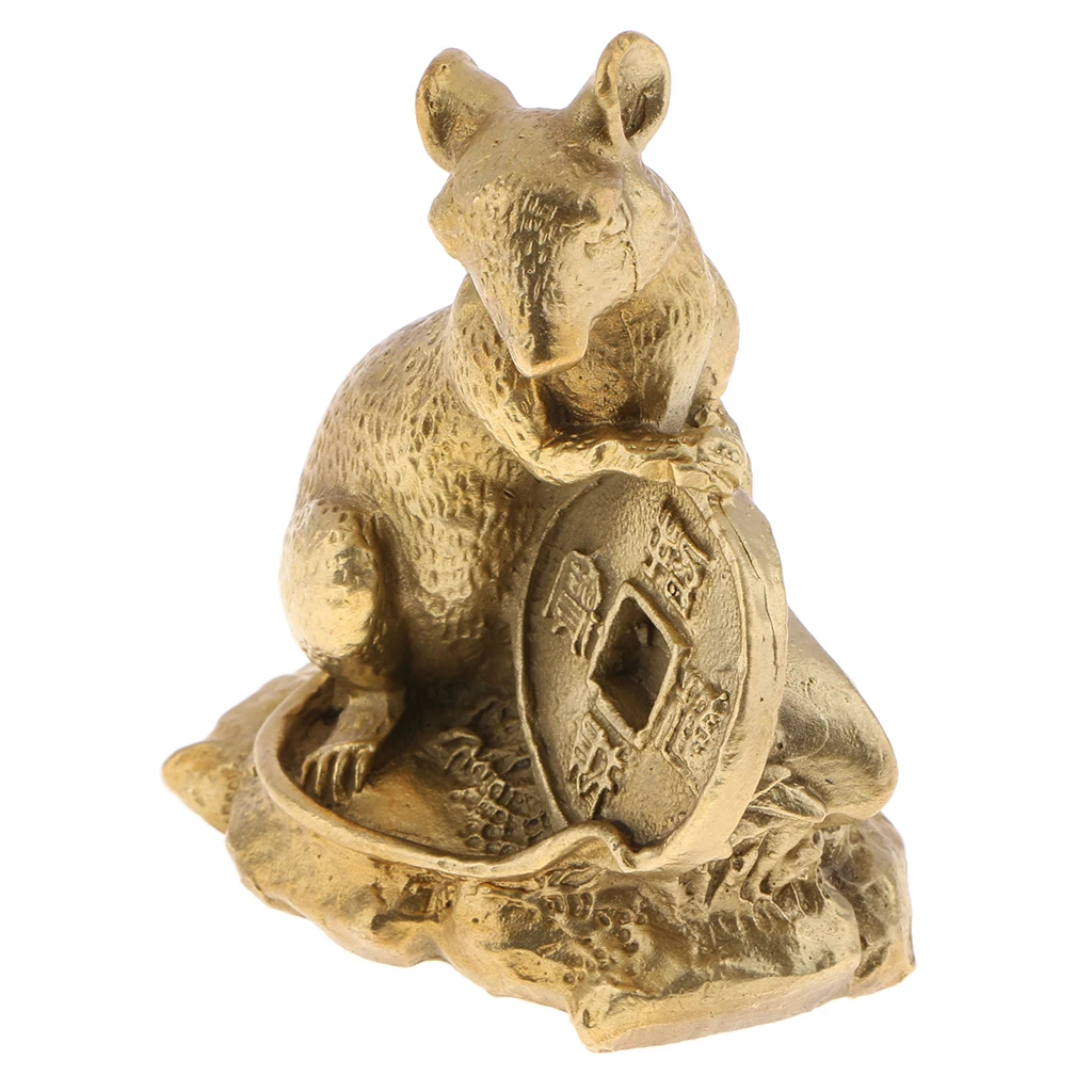2x Twelve Zodiac Animal Figurine Brass Chinese Shengxiao Pig Rat Sculpture New Year Gift Business Present