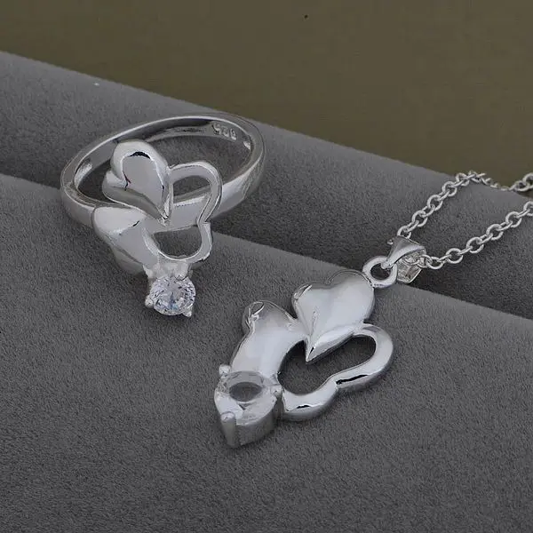 

AS499 Hot 925 sterling silver Jewelry Sets Ring 648 + Necklace 950 /bvzaknga atzajlga