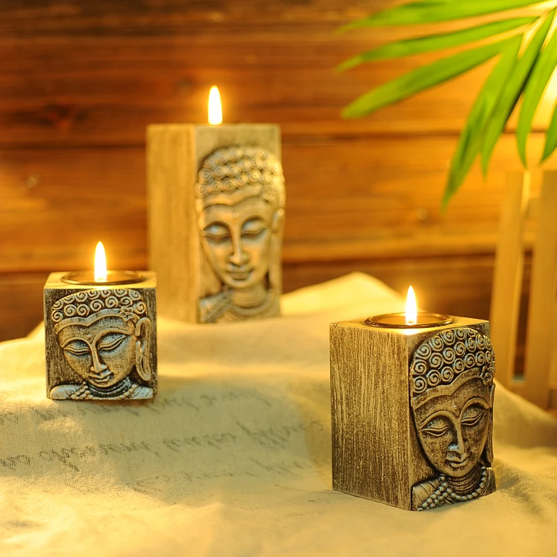 Деревянный подсвечник в виде Будды|wood candle holder|candle holderswood |
