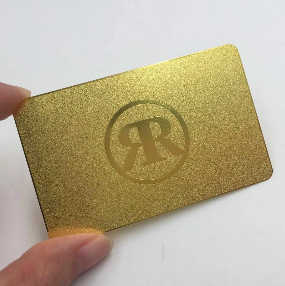 Best Plating gold metal business card Matte faces Polished sides stainless steel gold metal card