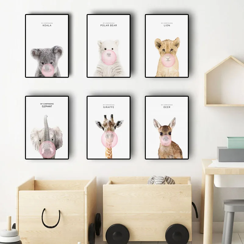

Giraffe Elephant Animal Canvas Painting Posters and Prints Scandinavian Nordic Style Wall Art Picture Kids Room For Living Room