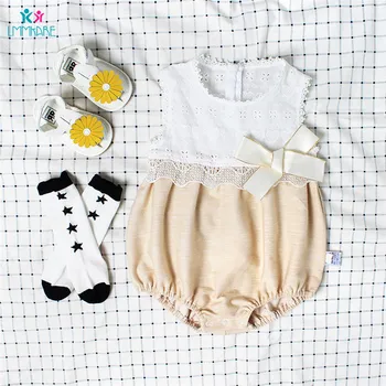 

Newborn Baby Bodysuit Sweet Bow 100% Cotton Baby Girl's Clothing Summer Sleeveless O-Neck Baby Infant triangle Crawling Jumpsuit
