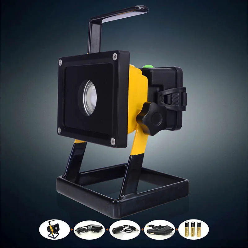 

2015 New CREE XM-L L2 Rechargeable LED Flood light SpotLight 10W Aluminum Alloy Waterproof with AC /Car Charger+ 3*18650 Battery