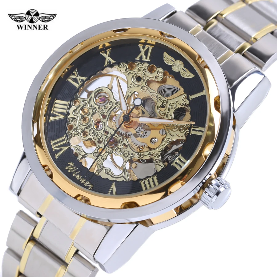 Mechanical Skeleton Wrist watch Transparent Gold Watch Men Watches Top Brand Luxury Relogio Male Clock Men