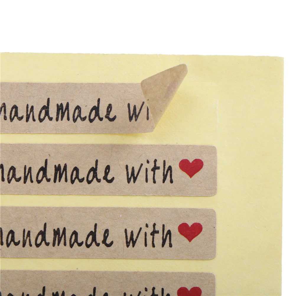 

200pcs/lot Handmade With Letter Lovely Red Heart Pattern Packaging Label Adhesive Stickers Gift Cookies Decoration Label