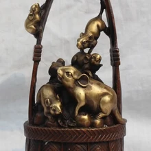 S1964 Китай Дома Украшают Бронзовые Группы Мышь Принести сокровища богатство Статуя