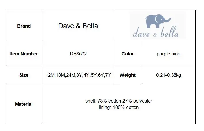 DB8692 dave bella/осенние платья принцессы для малышей платье лолиты для девочек детское платье высокого качества с длинными рукавами