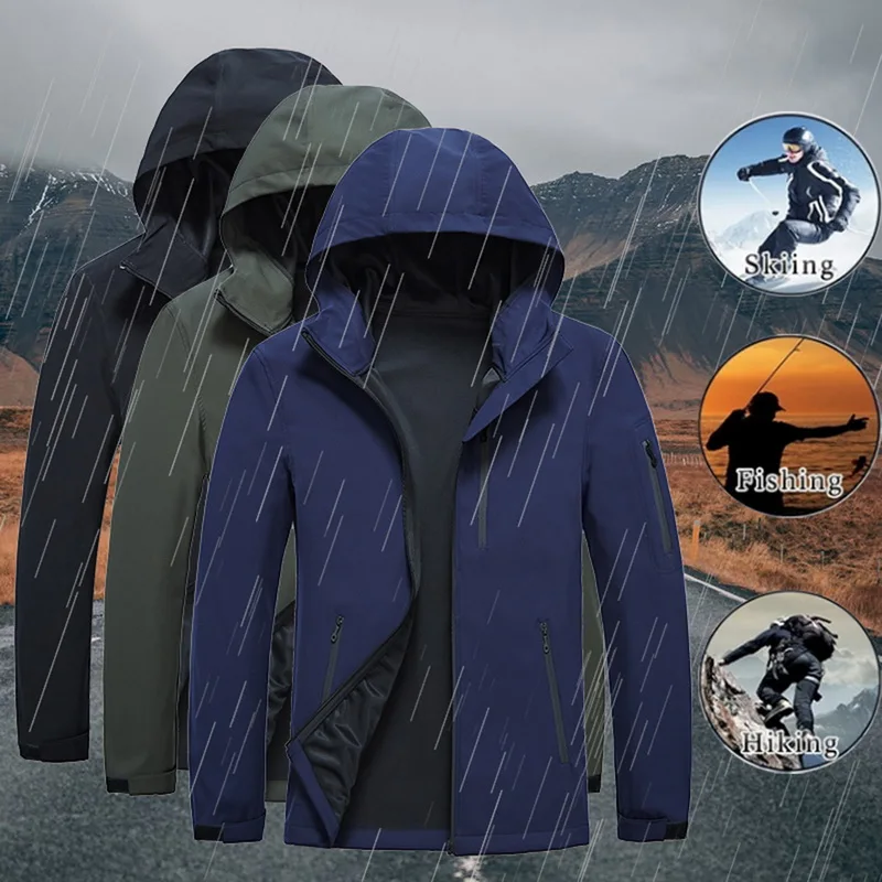 

Drop shipping adisputent Men's soft shell outdoor leisure zipper waterproof breathable elastic large size jacket