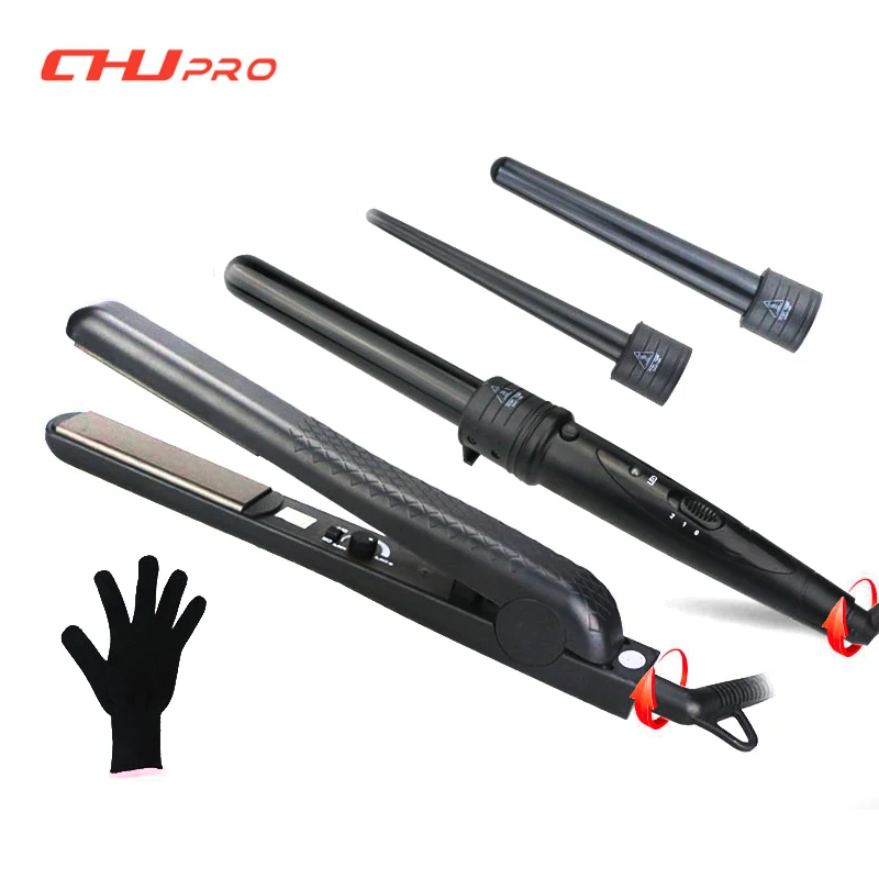 

Interchangeable Hair Curling Iron Machine Ceramic Hair Curler Set With Hair Straightener High Quality Curling Wand Styling Tool