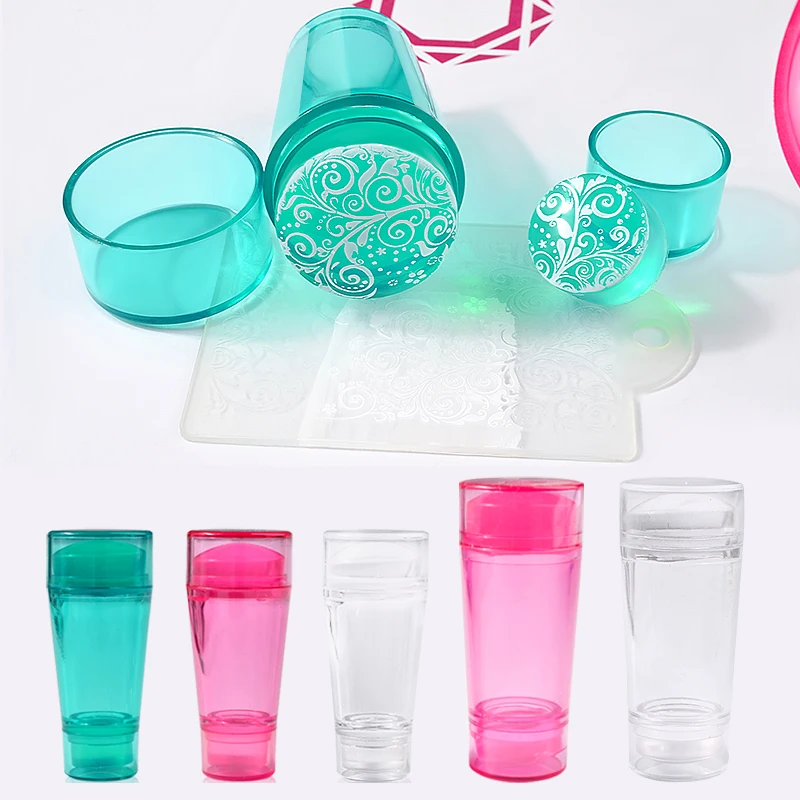 

3Colors Dual-ended Clear Jelly Silicone Nail Stamper 2.2/2.8cm with Scraper Manicure Nail Stamping Kits for Nail Art Decoration