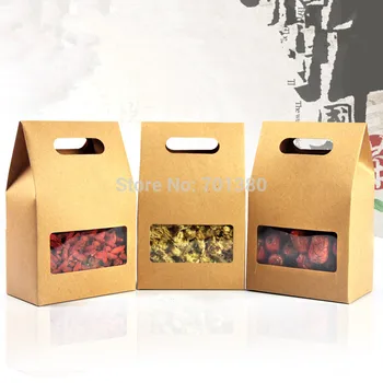 

15.5*10*6cm Kraft paper with clear window gift box food paper box small paper candy box dryfood 200piece\lot Free shipping