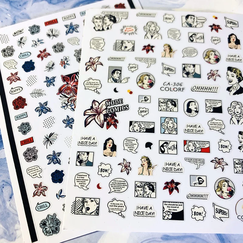 

Newest CA-303-306 lily Cartoon characters 3d nail art sticker nail decal stamping export japan designs rhinestones decorations
