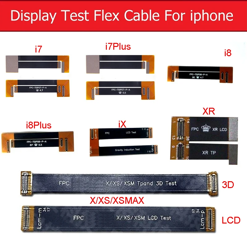 

3D Touch Screen&LCD Display Test Extended Flex Cable For iphone 7 8 Plus X XS MAX XR Digitizer Tester Flex Ribbon Cable