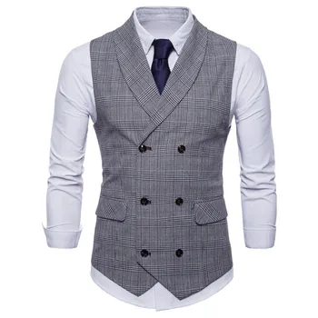 

2019 Men New Arrival Autumn Woolen Plaid Suit Vests Men England Style Slim Fit Top Quality Vests Men Casual Business Dress Vests