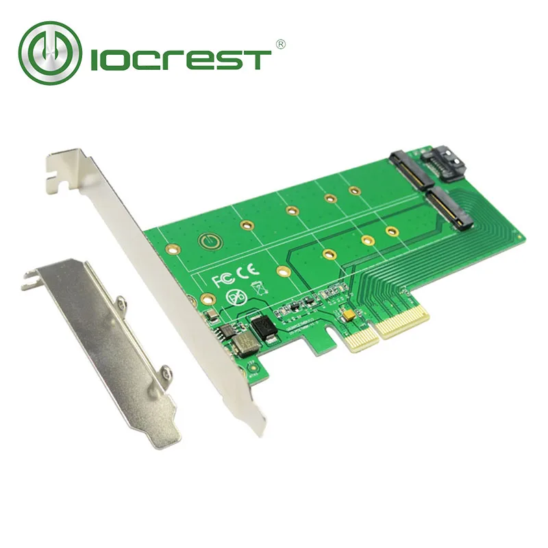 IOCREST PCIe x 4 к NGFF(PCIe) NVMe SSD+ SATA к NGFF(SATA) адаптер карты двойного напряжения питания