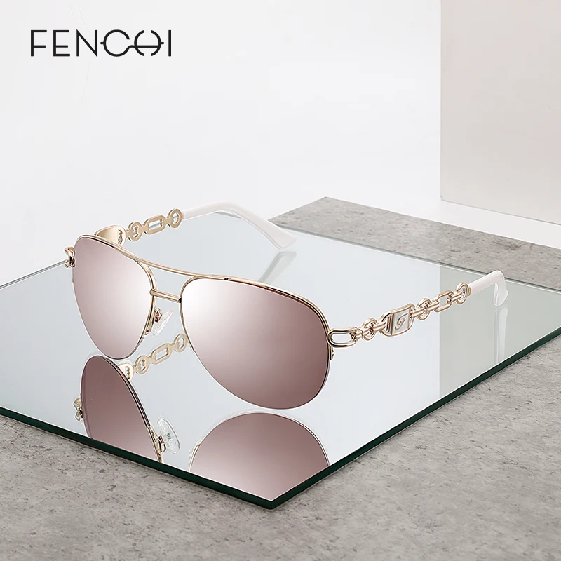 FENCHI 2021 Солнцезащитные очки женские UV 400 зеркальные розовые белые солнцезащитные