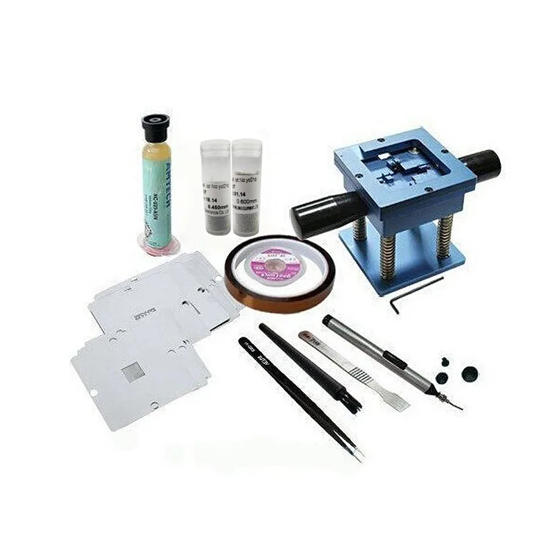 

2018 11 pcs 90 x 90mm Game consoles Stencils XBOX/PS3/WII GPU CPU + solder balls +bga reballing station +solder flux + BGA tools