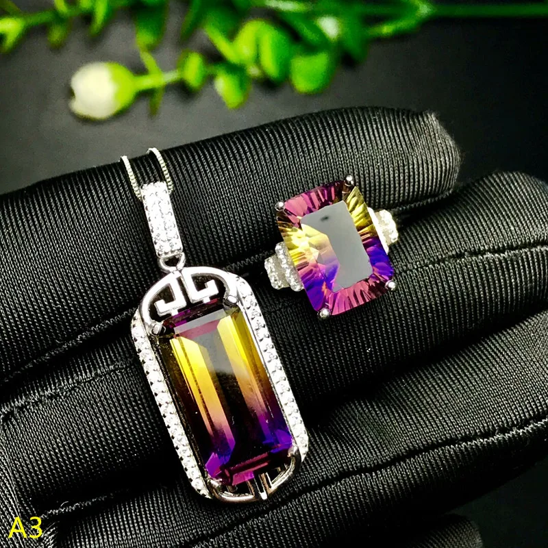 KJJEAXCMY Boutique jewels 925 Чистое серебро инкрустированный фиолетовый желтый кристалл