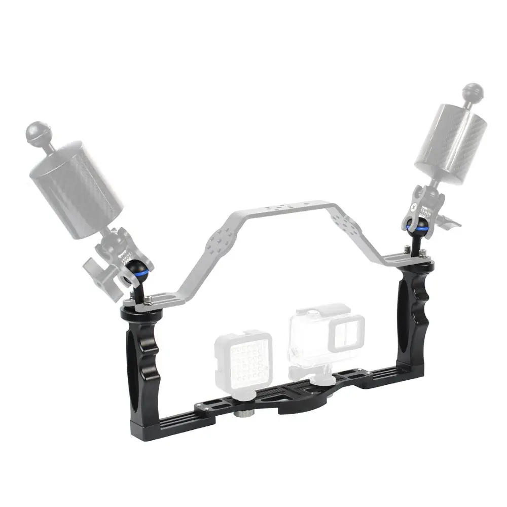 Diving Handle Tray Bracket Mount Portable Dual Handheld SLR Cage Frame Holder for Sony/Canon/Nikon/