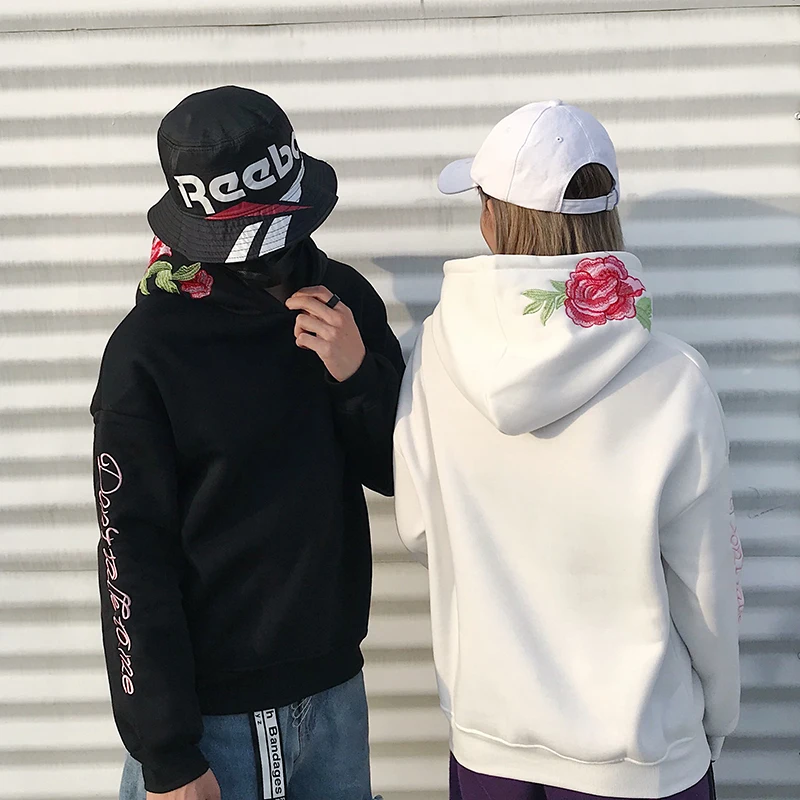 

2017 Women's Autumn Leisure Embroidery Rose - Male Female Loose Sweatshirts Pullovers