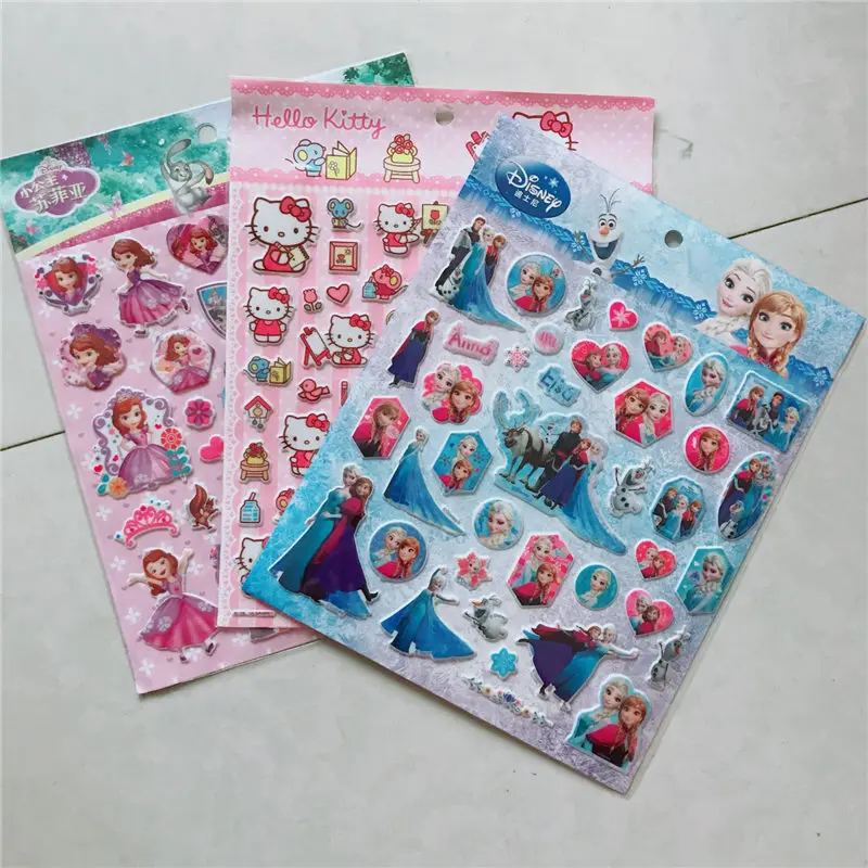 3pcs/lot Disney Children's Cartoon Stickers Genuine Frozen Princess Bubble Stickers Paste Toys 3pcs/lot Disney Children's Cartoon Stickers Genuine Frozen Princess Bubble Stickers Paste Toys