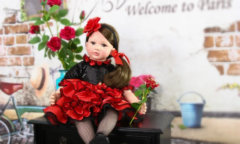 24 дюйма черные волосы Bebe Reborn De Silicone 61 см Модная Кукла Baby Реалистичная живая кукла