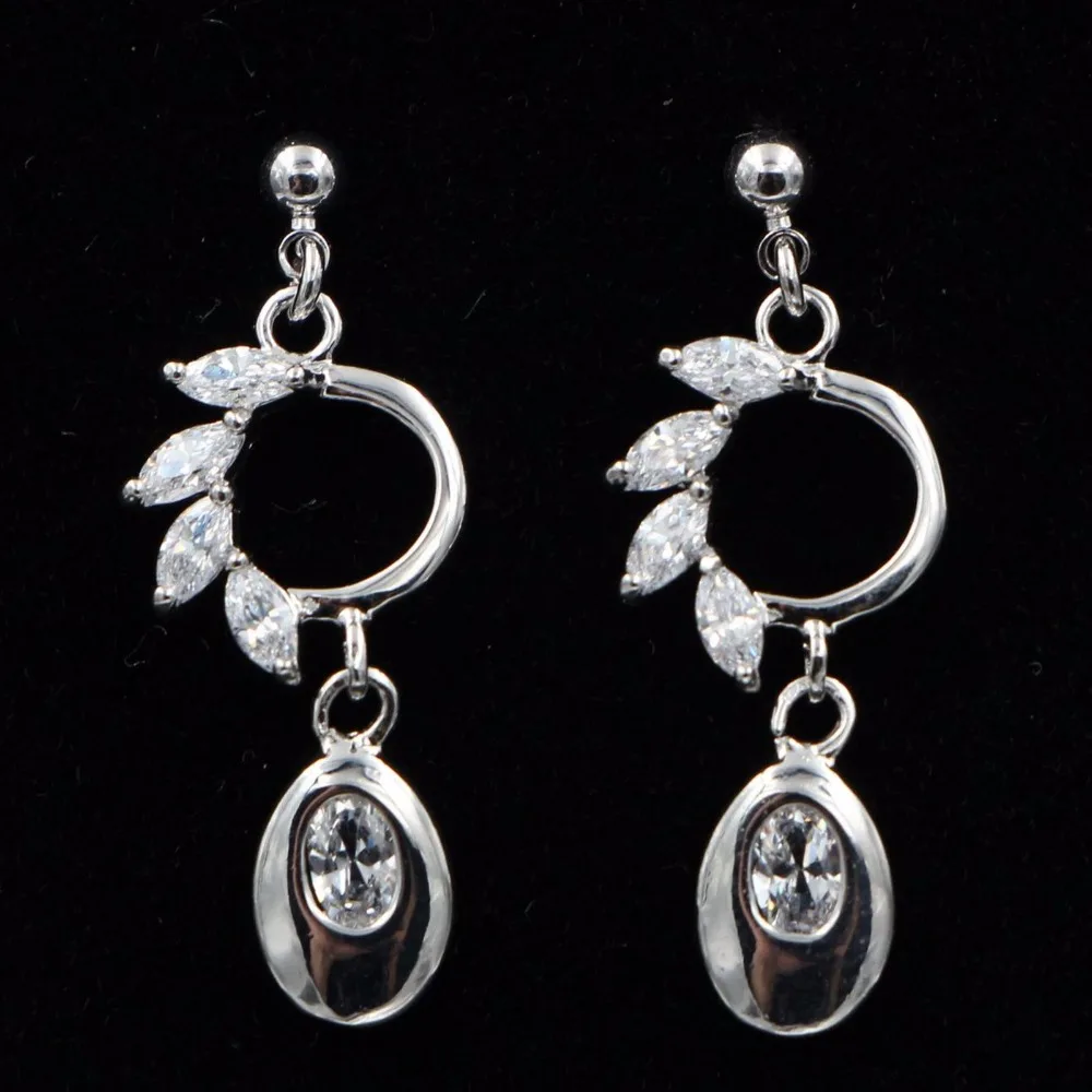 HeeZen Classic Noble Plated Silver Stud Earrings for Women Push Back Earring with Cubic Zirconia