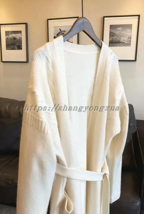  100% pure cashmere sweater cardigan 18 spring and autumn high end women's wear full belt cardigan c