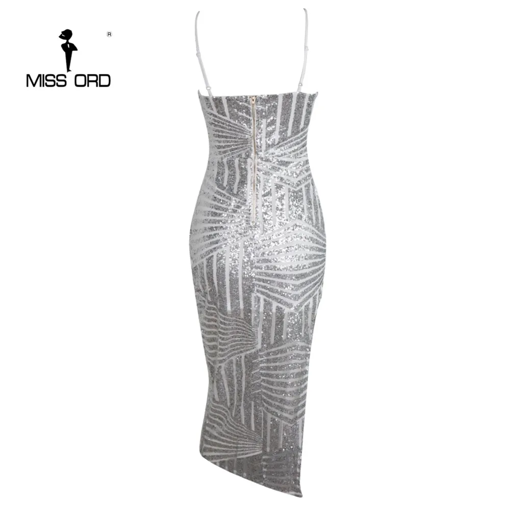 Missord сексуальное платье без рукавов с v-образным вырезом и блестками FT4672