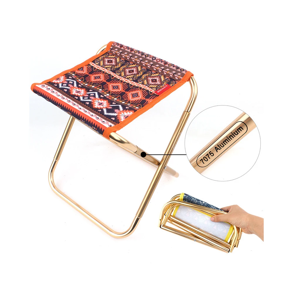 

Outdoor Ethnic Style Mini Folding Chair Adult Children Easy Operating Foladable Stool Fishing Camping Hiking BBQ Tackle Tool