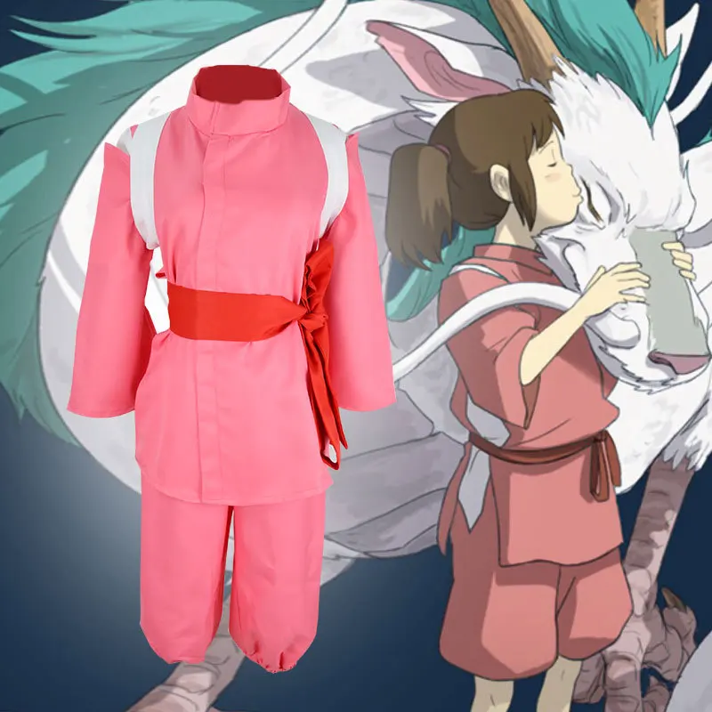 

BOOCRE Classic Hot Anime Movie Spirited Away Chihiro Cosplay Costume Girls Cute Pink Kimono Japenese Style Ladies Costume suits