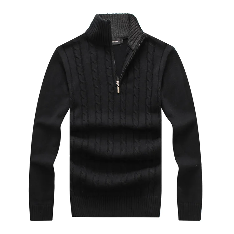 2017 Зимний толстый свитер Мужская брендовая одежда Высокое качество пуловер однотонный вязаный мужской воротник-стойка джемпер
