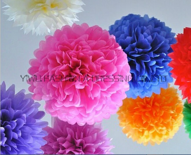 

Wedding Supply 25cm/30cm/35cm 3 Size Mixed 18pcs/lot Decorative Large Tissue Paper Pom Poms Flower Balls decoration for Wedding