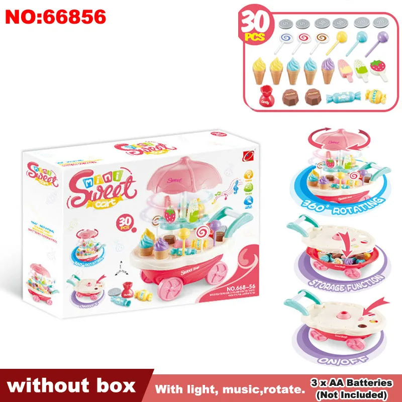 QWZ ролевые игры, кухонные игрушки для детей, Oyuncak, Супер забавный леденец, карамельный автомобиль, светильник, музыкальная вращающаяся игрушка для девочек, подарки - Цвет: 66856 with box