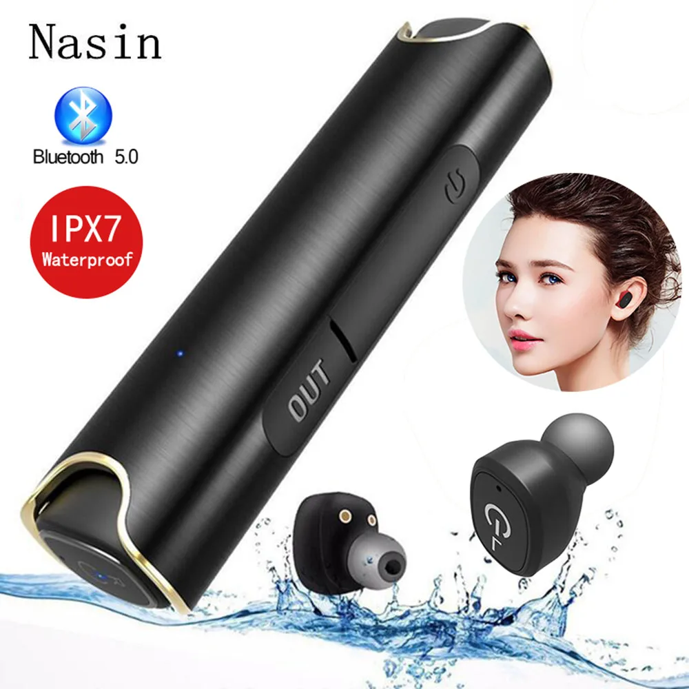 

Nasin S2 Mini TWS Wireless Bluetooth 5.0 Earphone Stereo IPX7 Waterproof Sport Headset With Charging Box For Xiaomi huawei