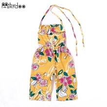 Горячая Распродажа Летние шифоновые Детский комбинезон для маленьких девочек для новорожденных цветы штаны с принтом цельный женский пляжный костюм