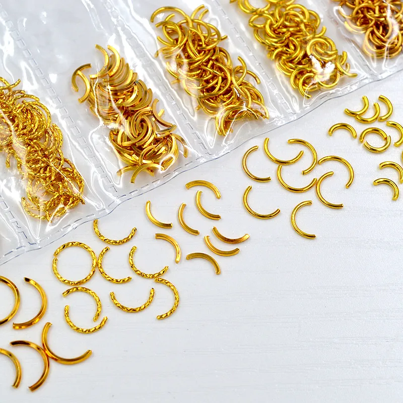 

1 Pack Mix Sizes Shapes Bent Curved Roped Stripes Bars Metal Studs Nail Art Rhinestones Gems Decorations DIY Salon Tip 1#