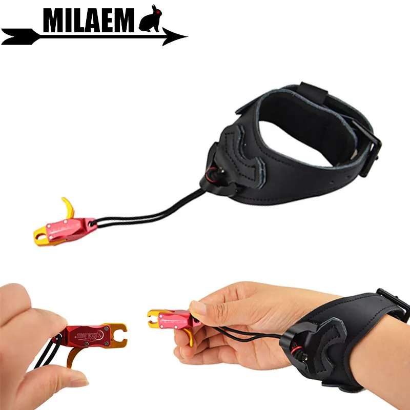 

1pc Archery Compound Bow Wrist Release Aids Adjustable Strap Wrist Buckle Trigger Caliper Outdoor Hunting Shooting Accessories