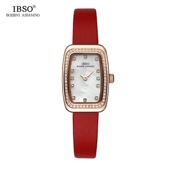 

IBSO New Rectangular Design Quartz Watch Women Fashion Shell Dial Women Watches 2018 Crystal Diamond Ladies Watch Montre Femme