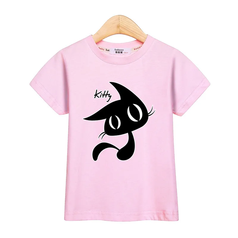 Г., новая футболка с принтом котенка для девочек одежда для малышей с рисунком котенка весенний хлопковый Повседневный Топ, футболка футболки с короткими рукавами для девочек 5 лет - Цвет: Pink1