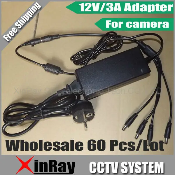 

Free Shipping High-quality DC 12V 3A Power Supply Adapter For CCTV Camera,4 Output Desk-top Power Adapter Wholesale XR-PA2W