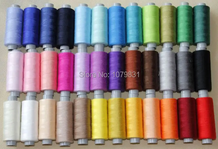 Цветные бобины заполнения нить 60 s/2 оверлоком нить упакован в 36 различных цветов/комплект 400 ярдов /цвет