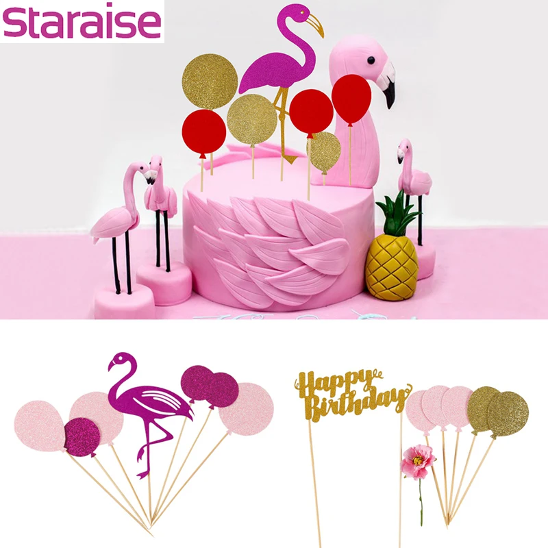 

Staraise Flamingo Tableware Cake Topper Happy Birthday Wedding Party Decor Cupcake Topper Banner Straw Popcorn Box Party Supply